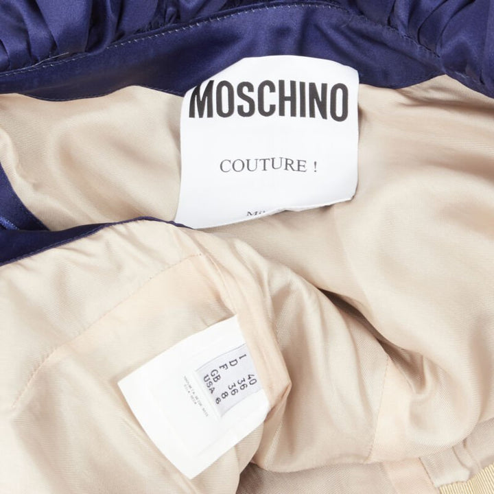 rare Runway MOSCHINO Couture! 2014 Junk Food Potato Chip one shoulder gown IT40