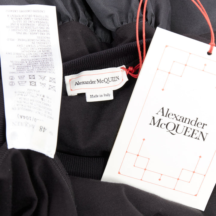 ALEXANDER MCQUEEN 2021 black hybrid flared back oversized tshirt dress IT48 XXL