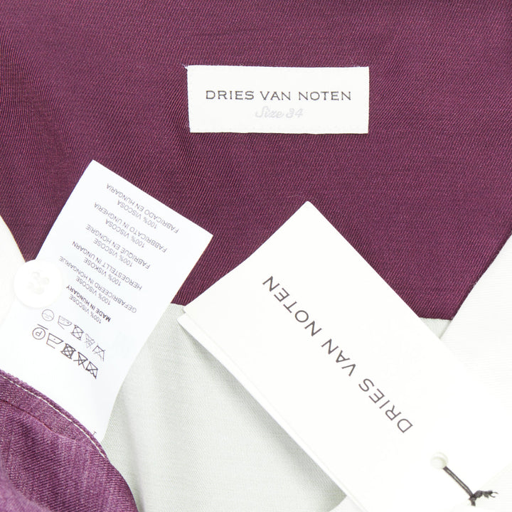 DRIES VAN NOTEN Clive 8142 green purple striped bowling shirt FR34 XS