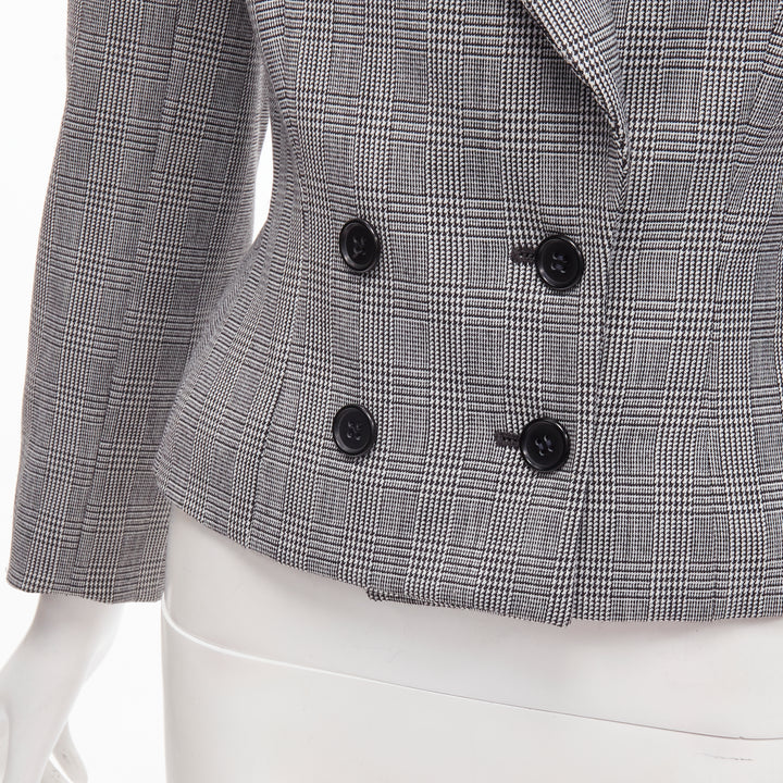 ALEXANDER MCQUEEN 1990 Vintage grey houndstooth layer collar power blazer IT40 S