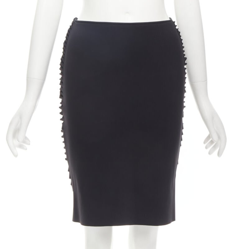 DION LEE black cut out braid knot detail pencil skirt AUS8 US4 S