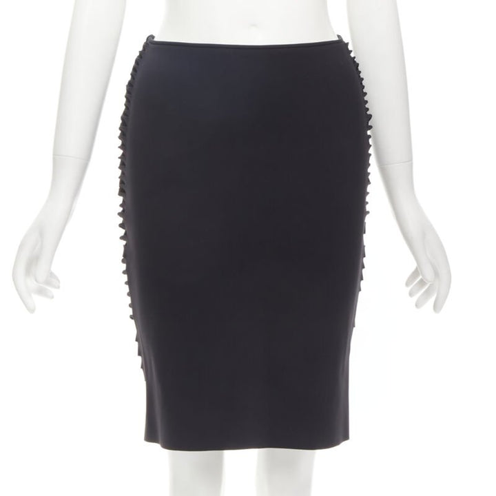 DION LEE black cut out braid knot detail pencil skirt AUS8 US4 S