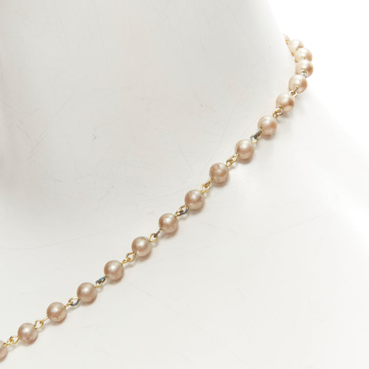 LE BIJOUX DE SOPHIE black crystal aboriginal statue pearl chain necklace