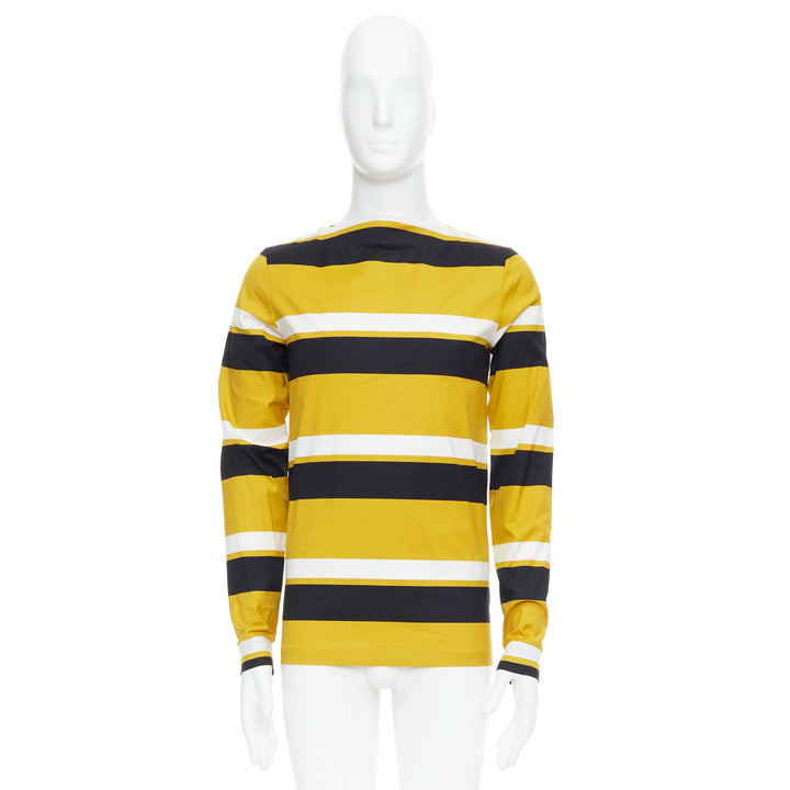 PRADA 2011 Special Edition yellow black white stripe bateau neck sailor shirt S