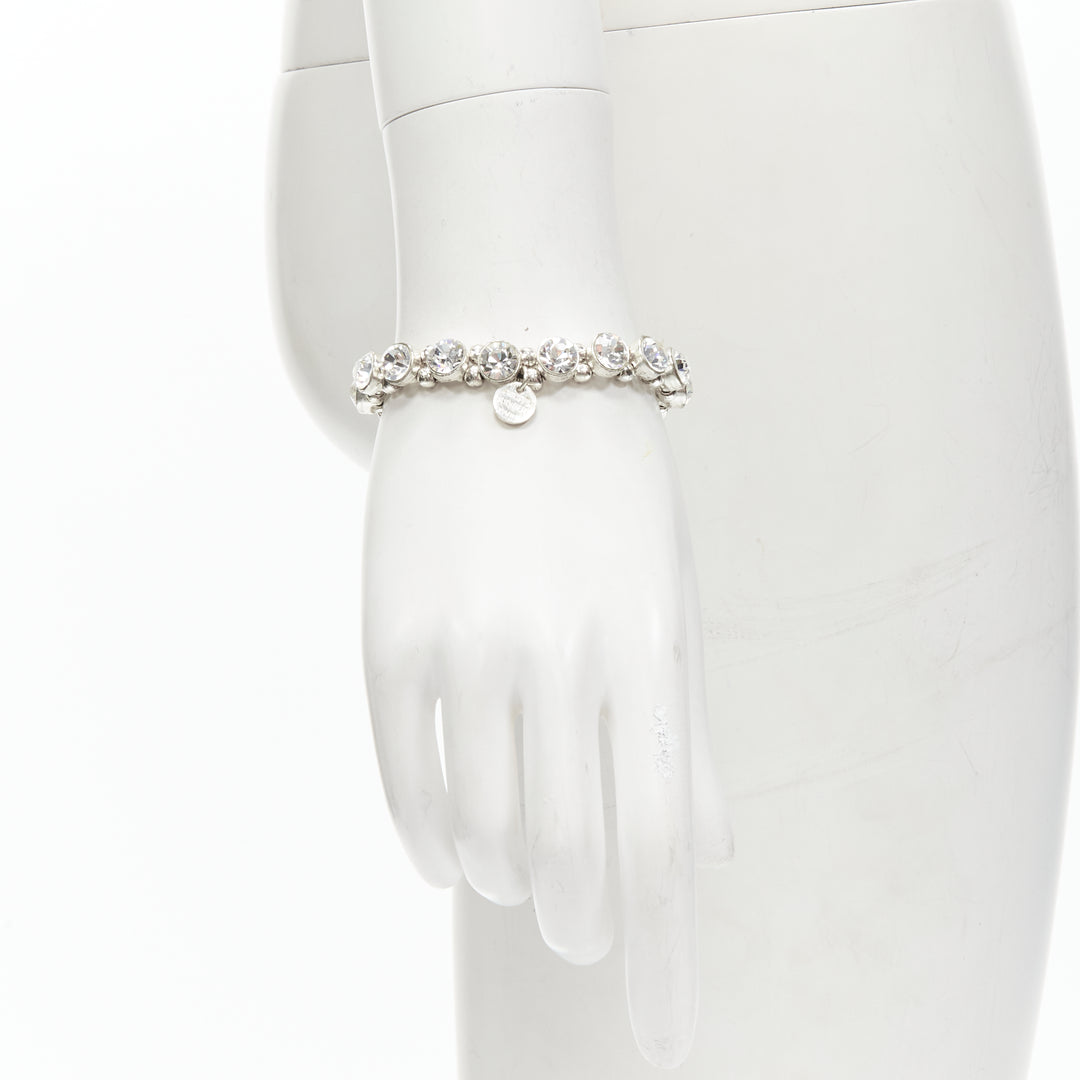 PHILLIPE AUDIBERT silver round crystal beads chain elastic bracelet