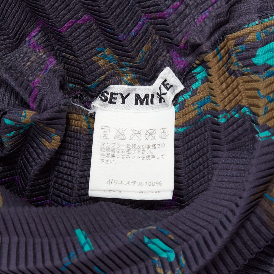 rare ISSEY MIYAKE PLEATS PLEASE green star dark blue collar pleated top JP2 M