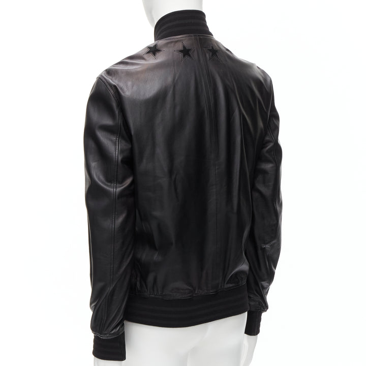 GIVENCHY Riccardo Tisci black signature stars lambskin leather bomber EU48 M