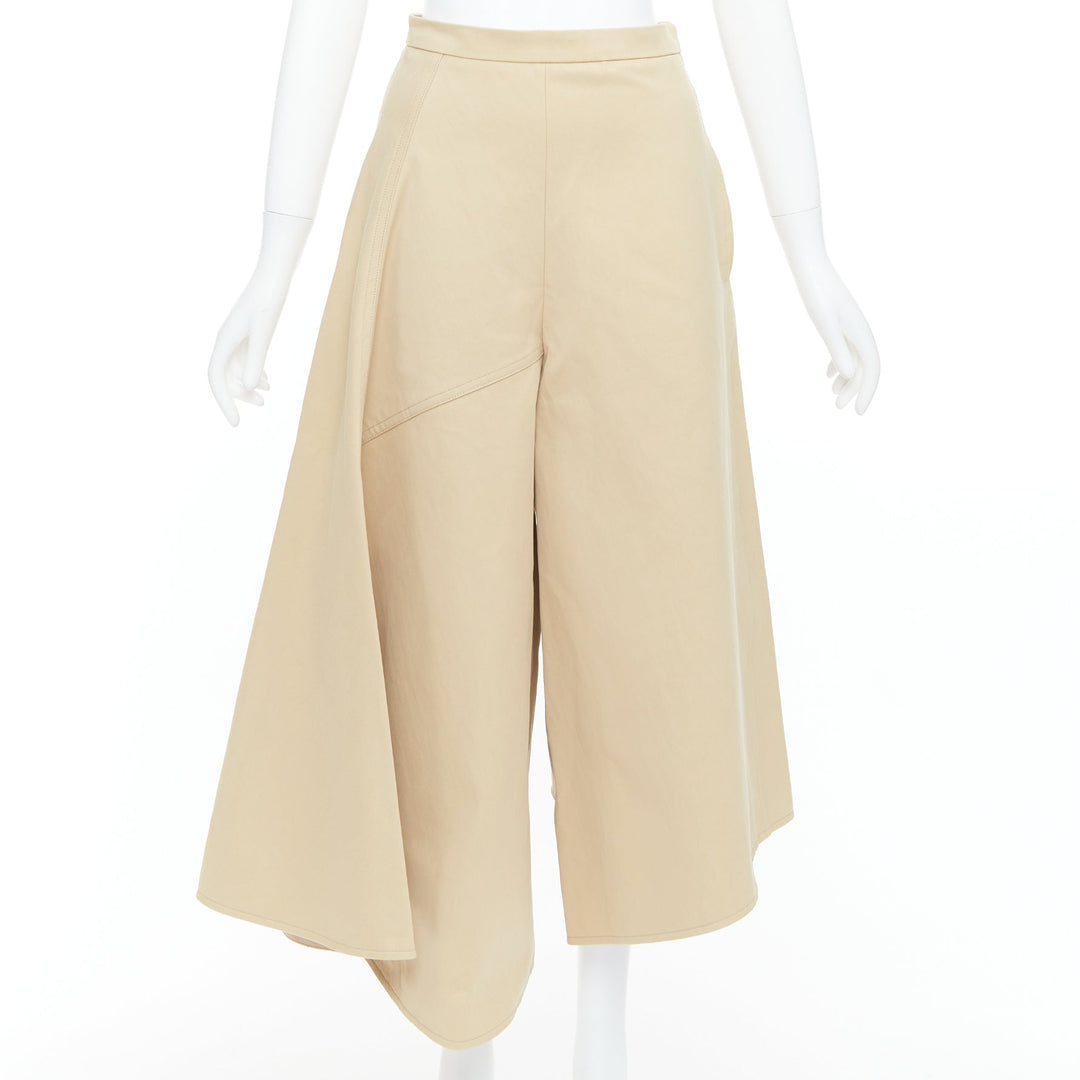 PORTS 1961 beige cotton asymmetric wide cropped culottes pants IT38 XS