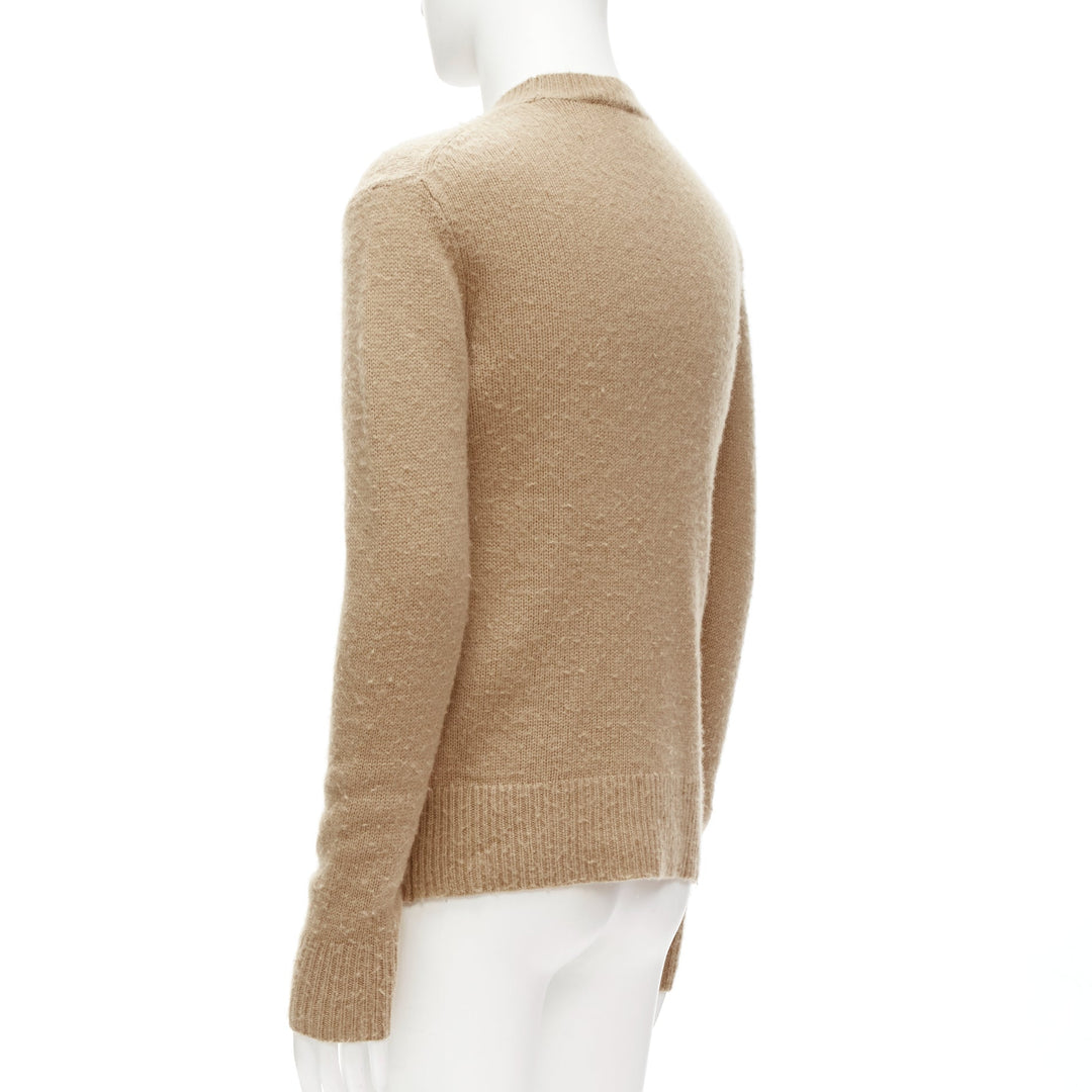 ACNE STUDIOS Peele beige wool cashmere brushed crew neck sweater S