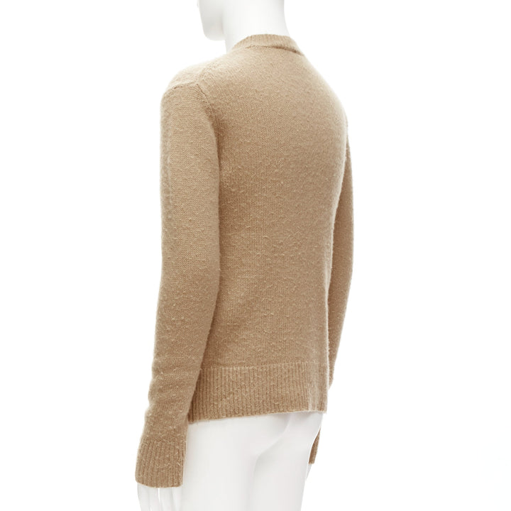 ACNE STUDIOS Peele beige wool cashmere brushed crew neck sweater S