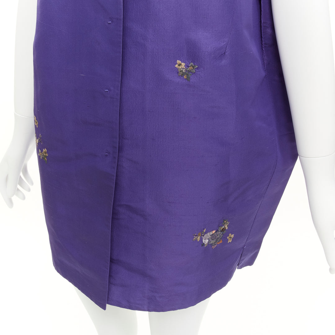 SHIATZY CHEN silk purple oriental floral bird embroidery cocoon vest IT44 L