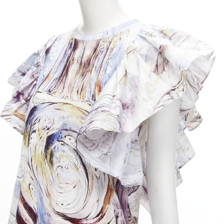 ALEXANDER MCQUEEN 2021 William Blake Dante ruffle frill mini dress IT38 M