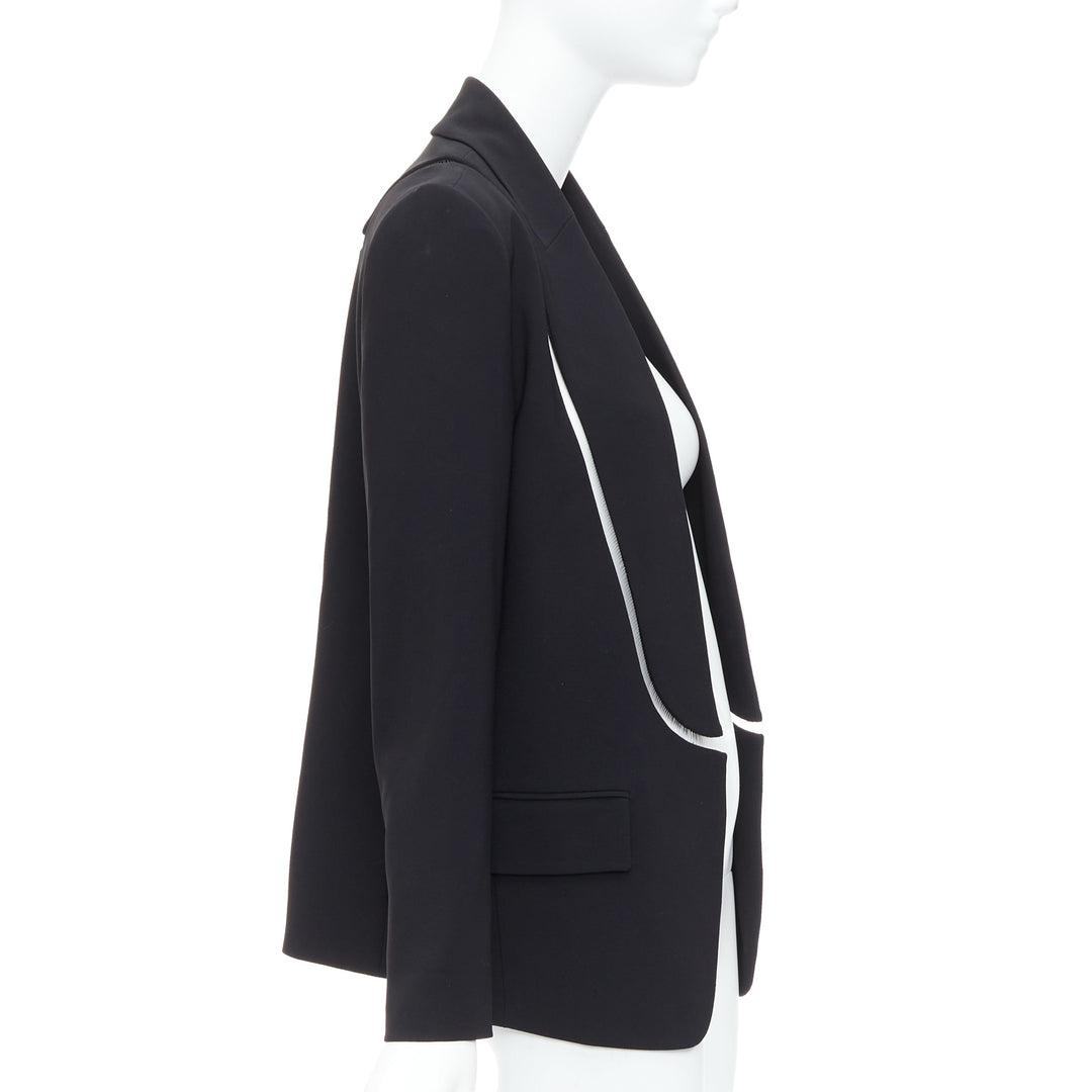 ALEXANDER WANG black fish wise tcut out long blazer jacket US0 XS
