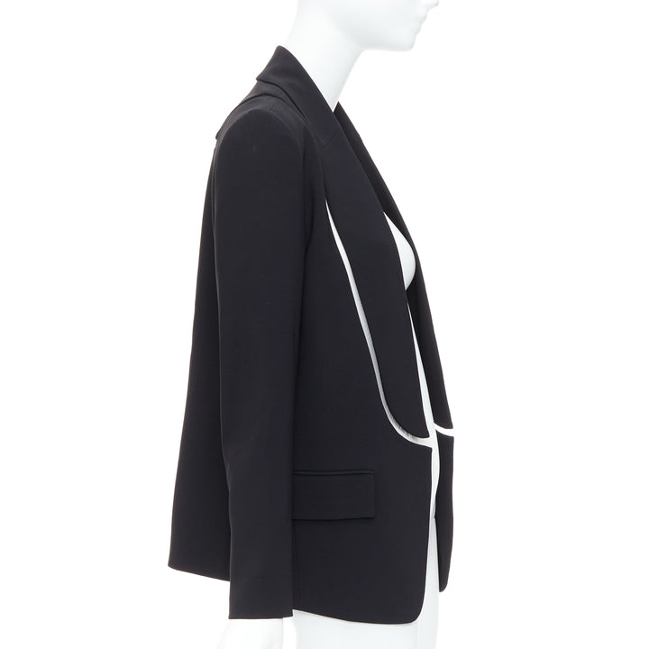ALEXANDER WANG black fish wise tcut out long blazer jacket US0 XS