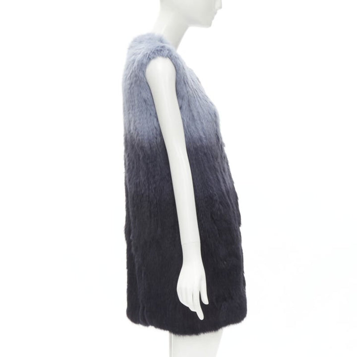 THEORY rabbit fur gradient blue fur vest jacket S