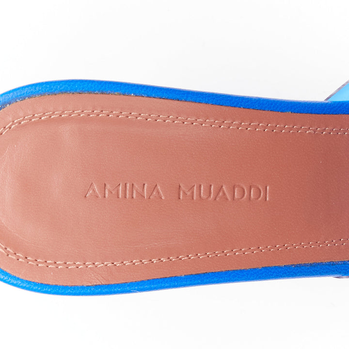 AMINA MUADDI Lupita blue clear PVC spool lucite heel sandal EU37.5