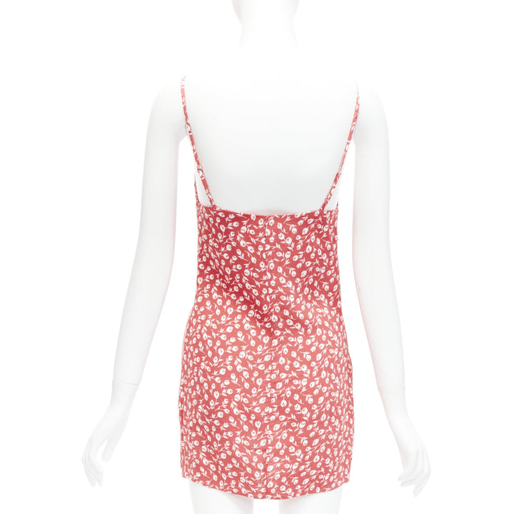 REFORMATION Marlowe pink white floral print high slit mini slip dress XS