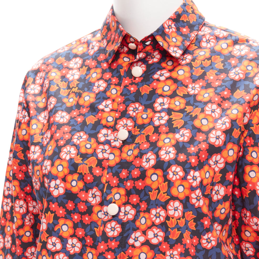 MARNI 100% cotton red blue floral print long sleeve shirt top IT38 XS