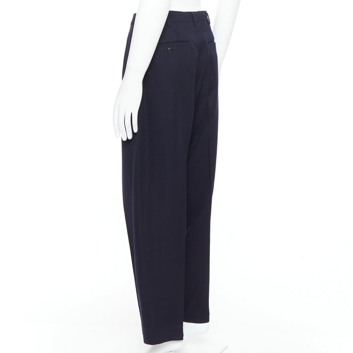 YOHJI YAMAMOTO Y's black 100% wool pleated front wide tapered pants M