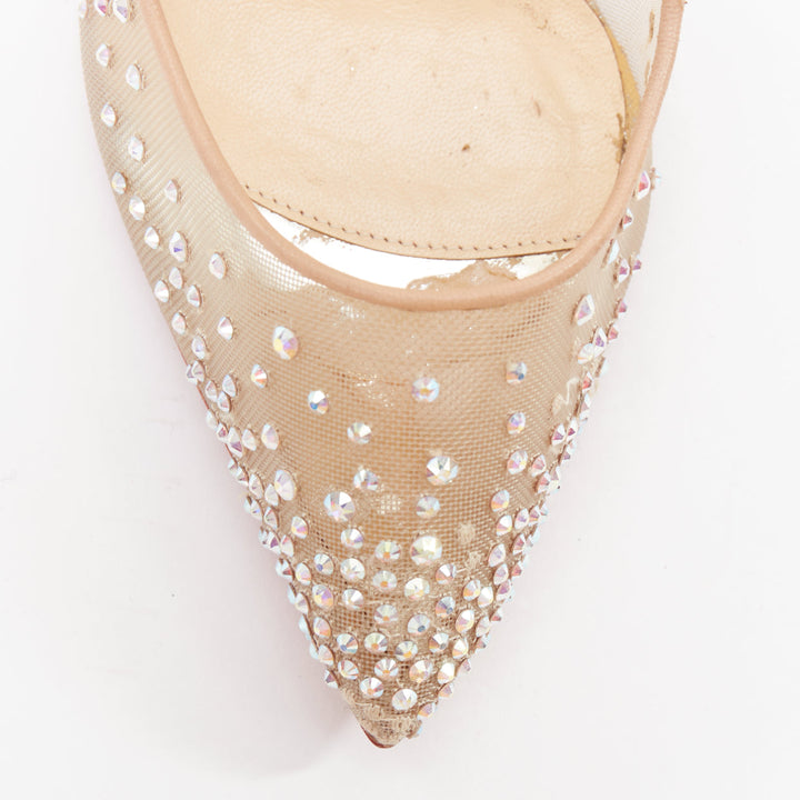 CHRISTIAN LOUBOUTIN Follies 100 clear mesh silver strass bridal pump EU35.5