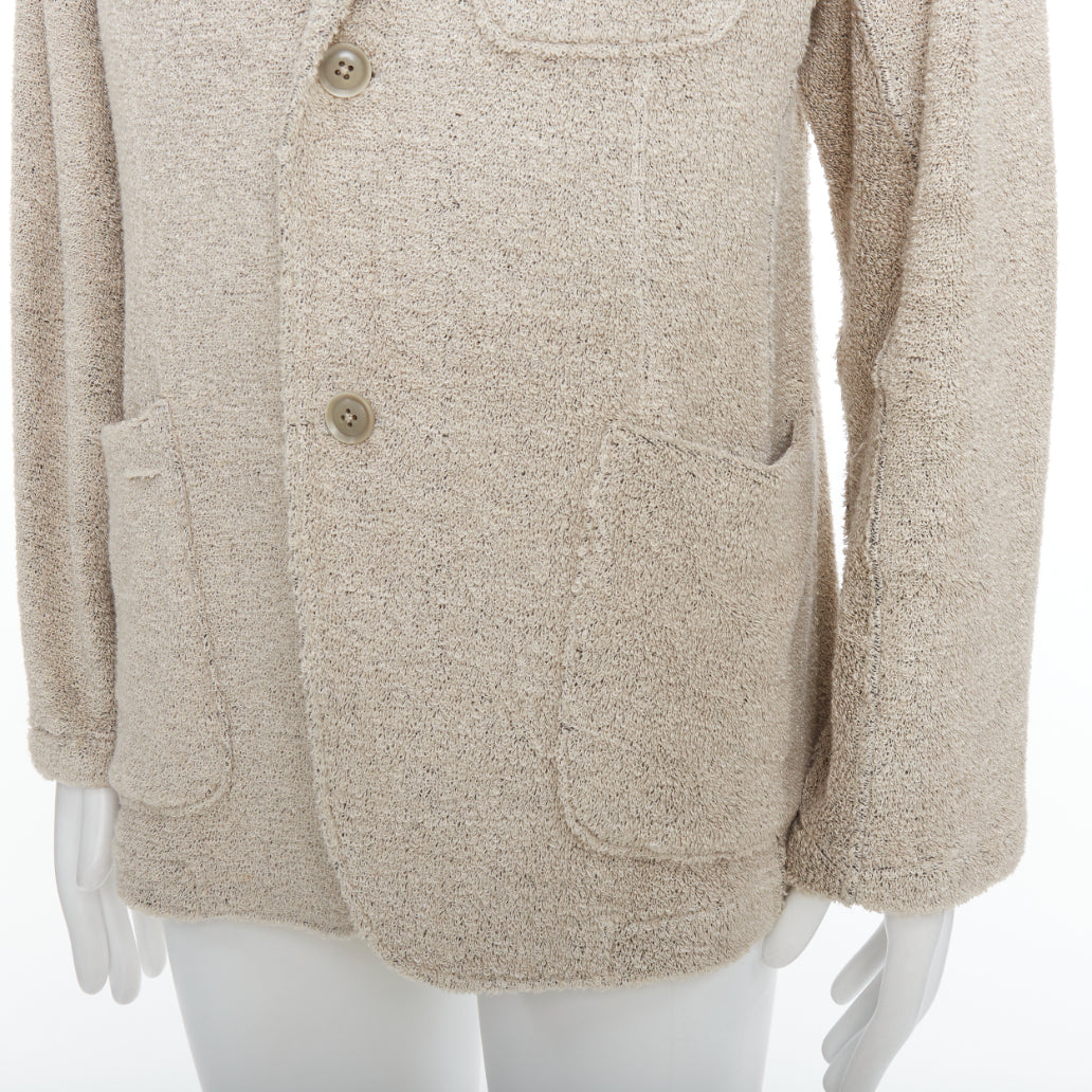 YOHJI YAMAMOTO Costume D'Homme beige linen blend jersey blazer JP3 L