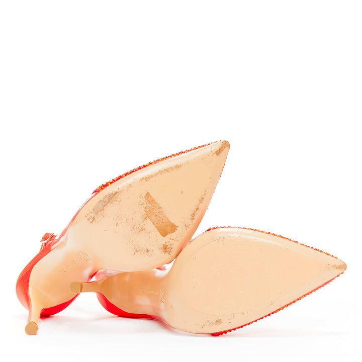 GIANVITO ROSSI red strass crystal encrusted clear PVC slingback pump EU37.5