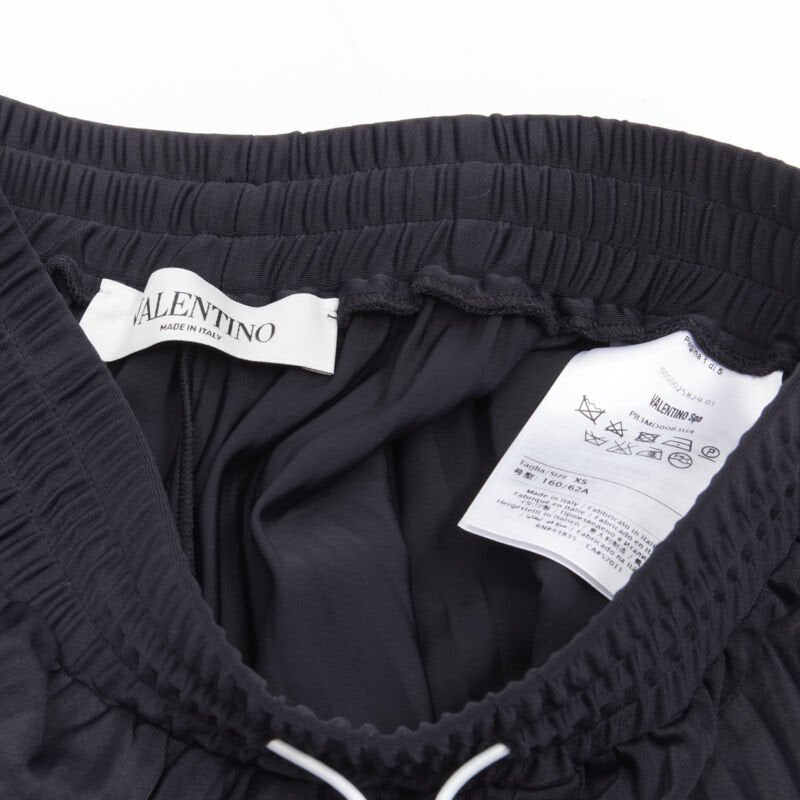 VALENTINO black pink stripes patchwork pleated toggle pleated midi skirt XS