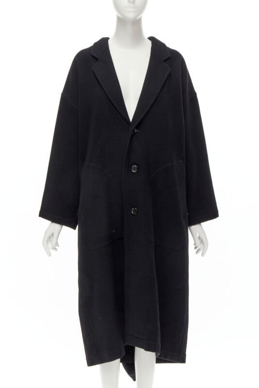 rare COMME DES GARCONS Vintage 1980's Dinosaur jagged cut out draped  coat M