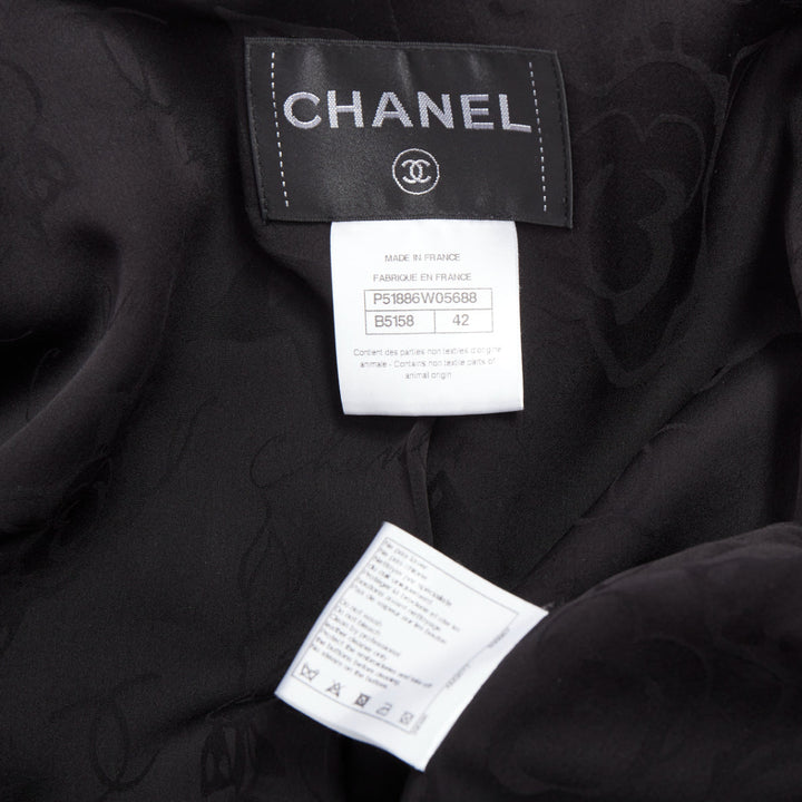 rare CHANEL 2015 Runway Edelweiss flower embroidery circle pocket wool coat FR42