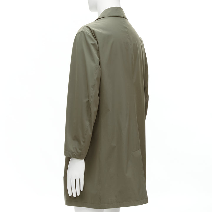 LORO PIANA green classic minimal invisible buttons longline jacket coat XL