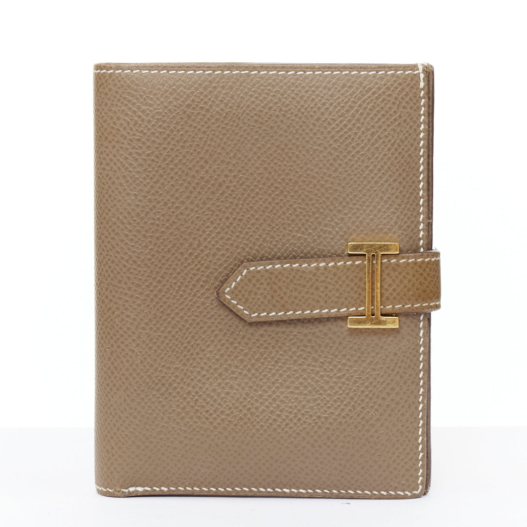 HERMES Bearn Compact etaupe brown GHW H strap epsom wallet