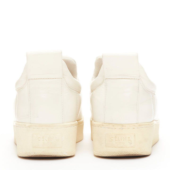 OLD CELINE 2015 cream leather padded logo tab platform skate shoes EU35