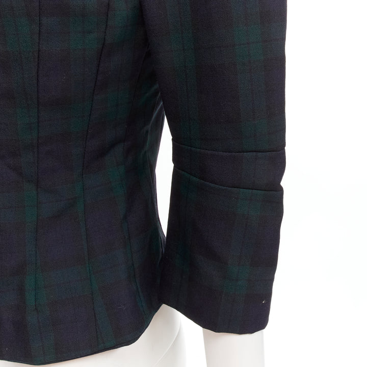 JUNYA WATANABE 1996 Vintage green plaid deconstructed panels fitted blazer S