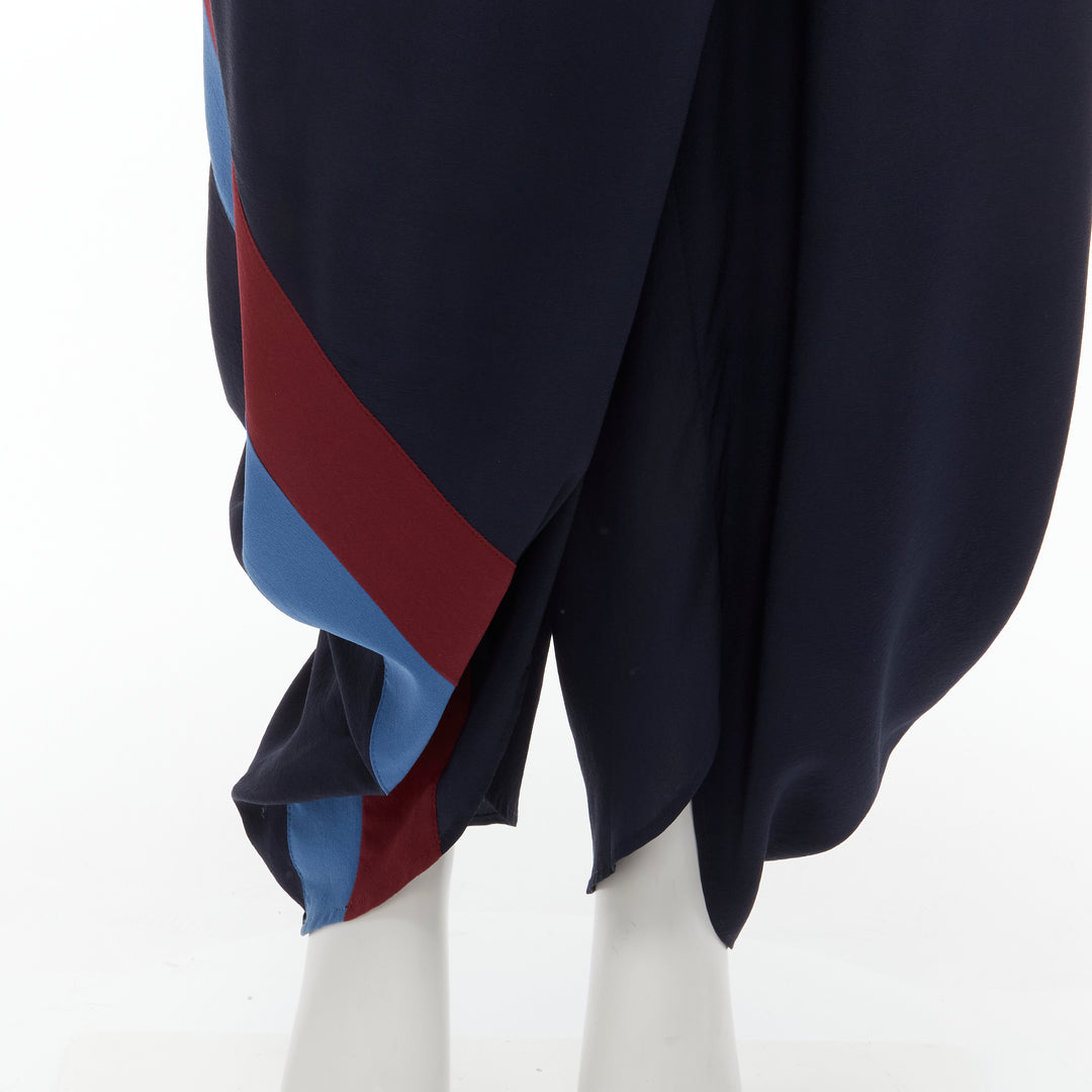 STELLA MCCARTNEY 100% silk patch stripes reggae drop crotch harem pants IT40 S