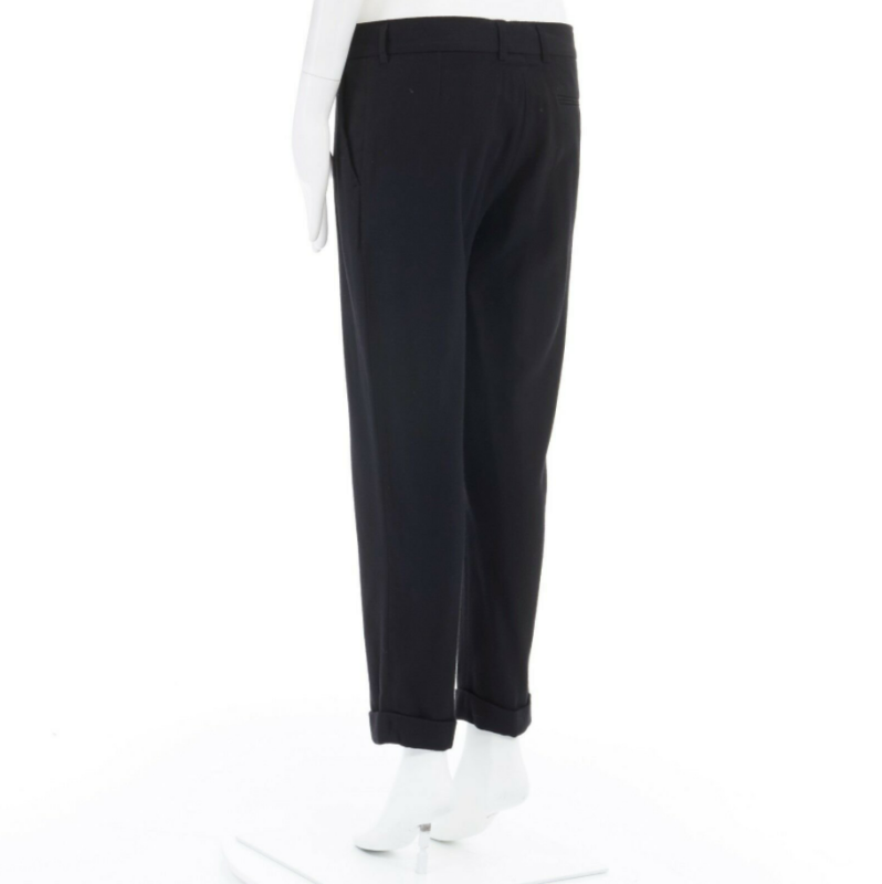 HAIDER ACKERMANN black fleece wool slim leg casual trousers pants FR36 32"