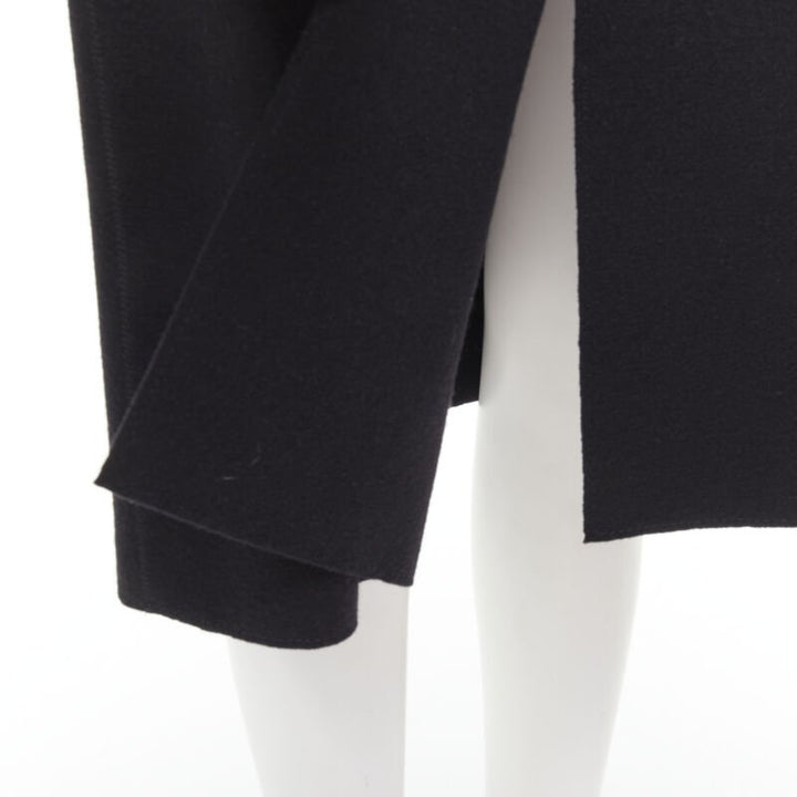LANVIN Alber Elbaz 2004 black wool pinched darts button front fitted coat FR38 S