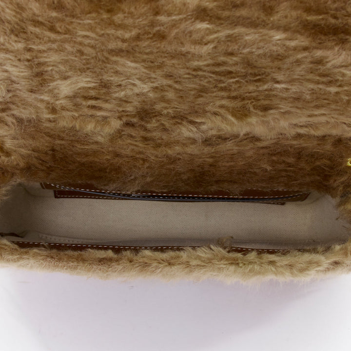 BURBERRY Lola Mohair Limited Edition lamb shearling gold TB crossbody bag