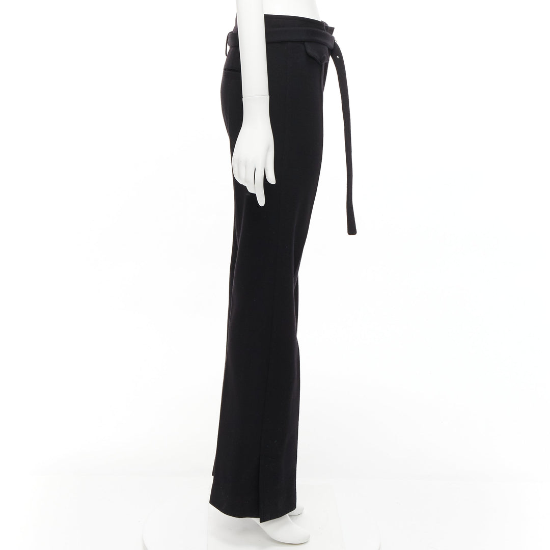 OLD CELINE Phoebe Philo black 100% virgin wool belted wide pants FR38 M