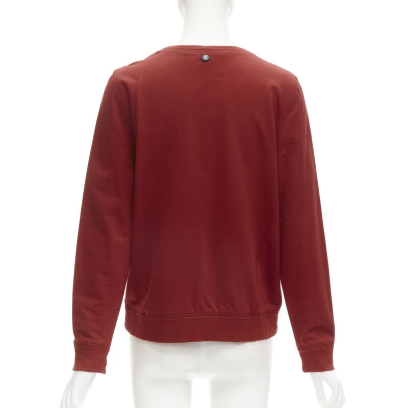 CHANEL 2017 Gabrielle velvet print red cotton fleece sweatshirt pullover FR40 M