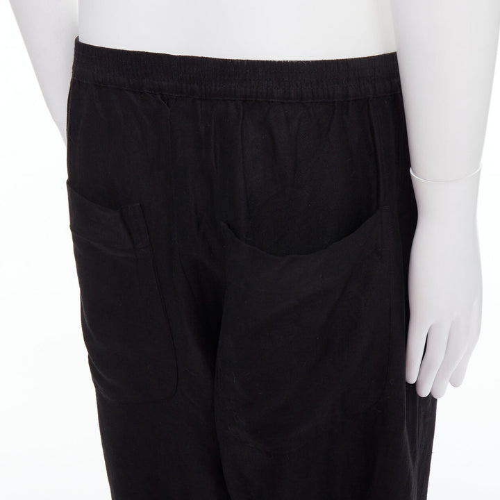 YOHJI YAMAMOTO black linen blend elasticated waistband wide pants M