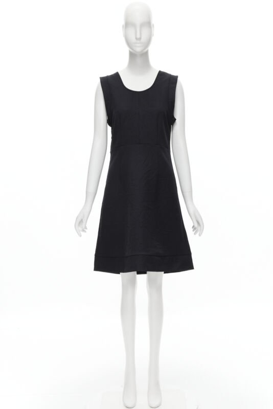 MARNI navy blue crinkled scoop neck boxy dress IT42 S