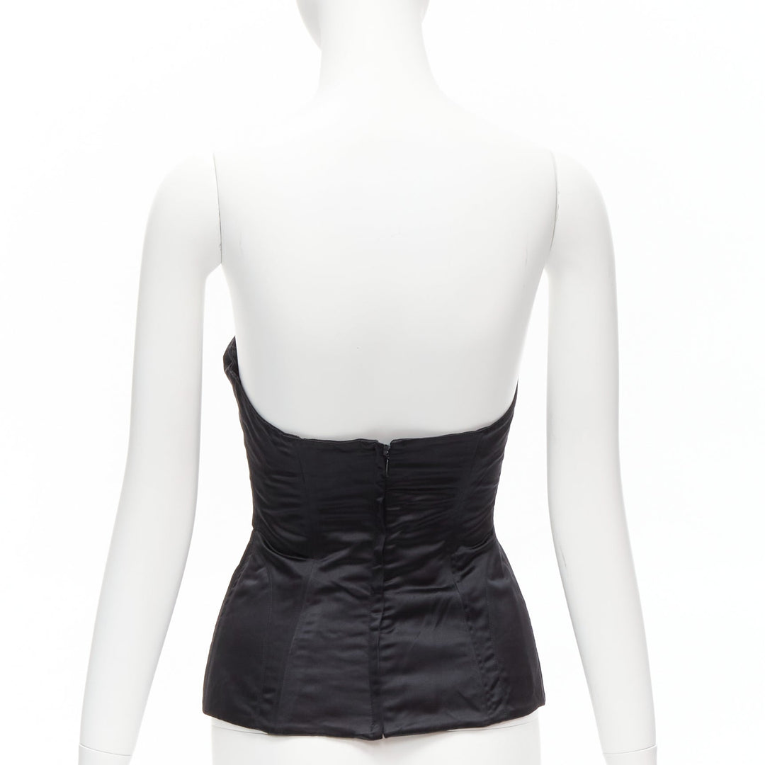 GUCCI Tom Ford 2001 Runway black silk 3D conical bra bustier IT38 XS