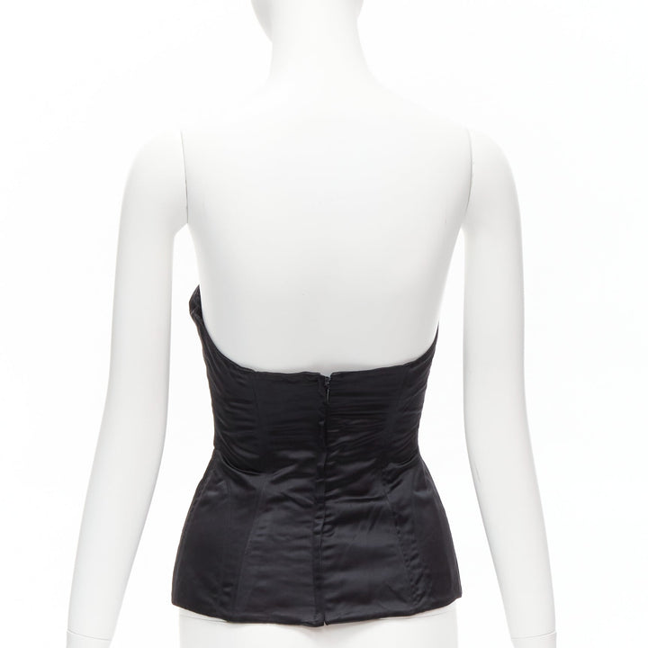 GUCCI Tom Ford 2001 Runway black silk 3D conical bra bustier IT38 XS