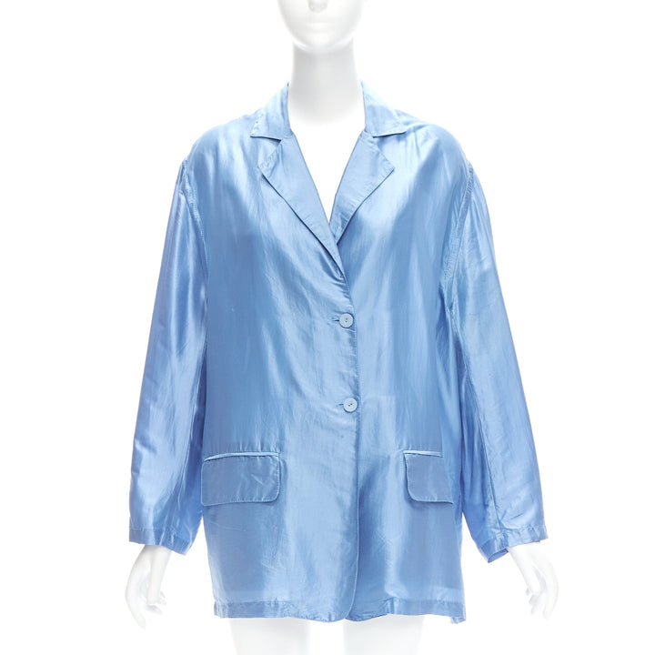 STELLA MCCARTNEY 2007 100% silk blue drop shoulder flowy jacket IT36 XXS