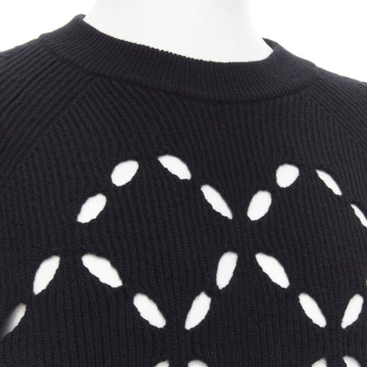 VERSACE 100% wool black diamond cut out Medusa stud sweater EU52 XL