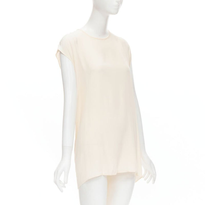 THE ROW ivory cream mixed silk modal knit wrap tie back tunic vest XS