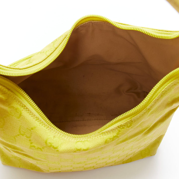GUCCI Vintage yellow GG monogram canvas small hobo shoulder bag