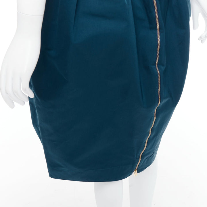 ROCHAS teal blue high waist full bubble midi cocktail skirt IT38 XS
