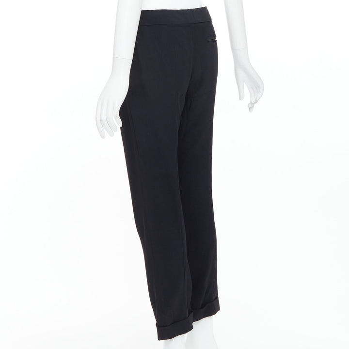 ALEXANDER MCQUEEN 2011 black mid waist flare cropped trousers