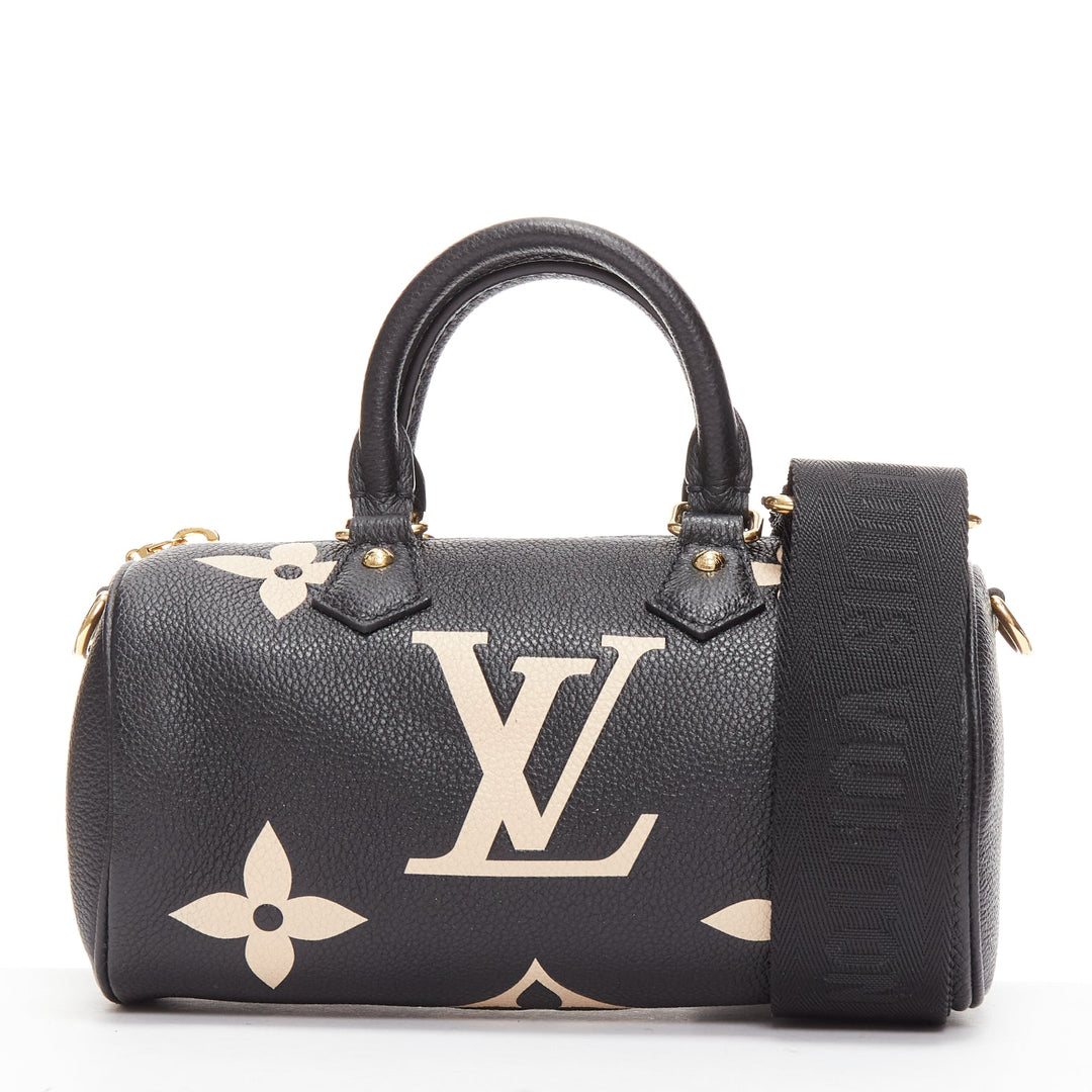 LOUIS VUITTON Papillon BB Giant Empreinte black nude small crossbody duffle bag